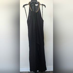 Calvin Klein Elegant Black Dress with Gold Accent